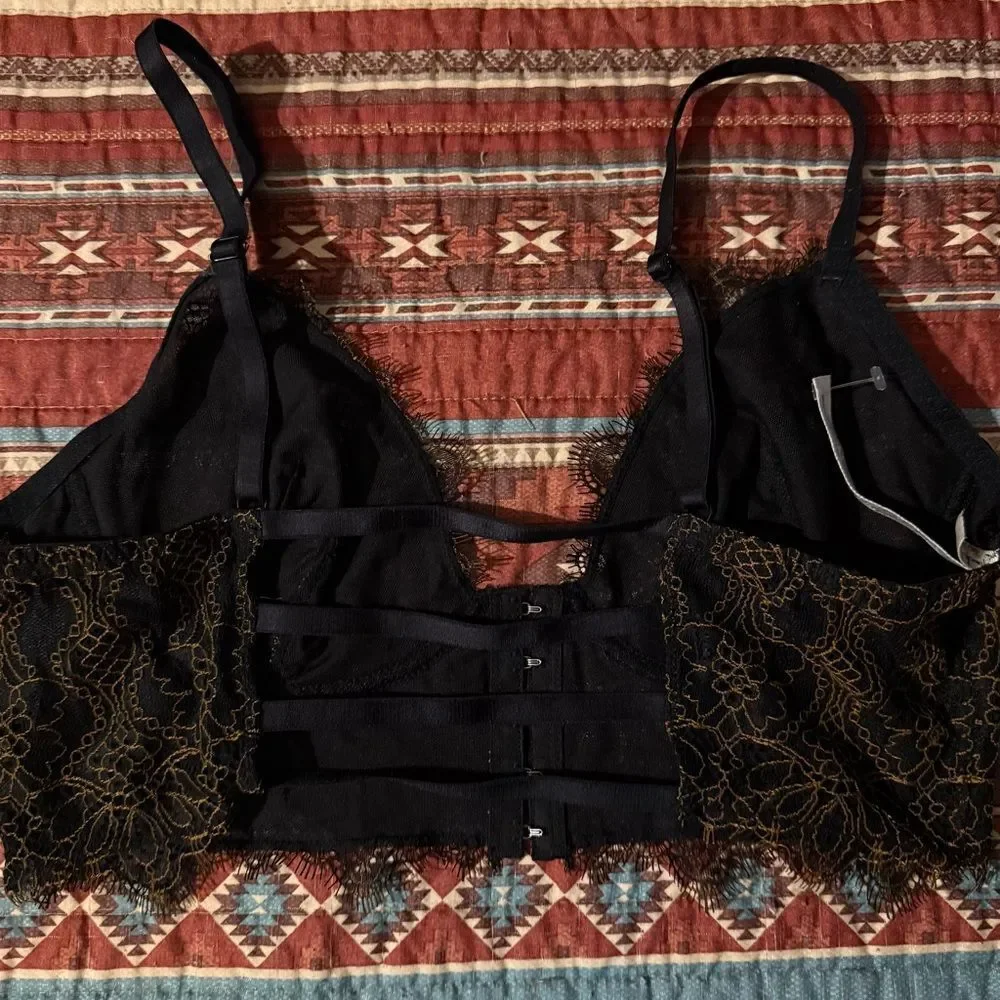 Free People Black Lace Bralette size medium